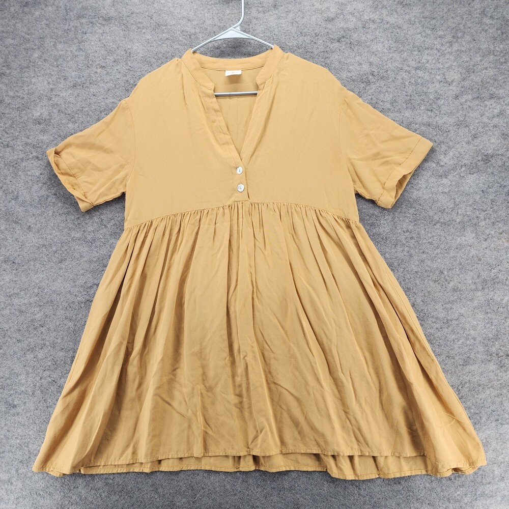 By Together Dress Womens Small Short Sleeve Yellow V Neck